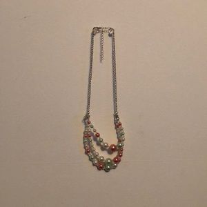 Pink and white pearl necklace